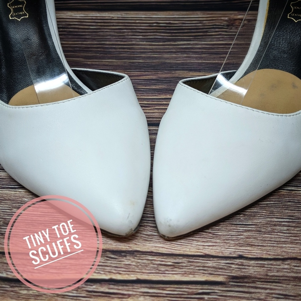 Aldo Leather D'orsay White Ankle Strap Studded 8.5 - Picture 4 of 8